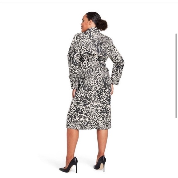 Sergio Hudson Plus Size Animal Print Strong Shoulder Trench Coat 2X NWT sold out - Picture 2 of 7
